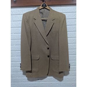 Montgomery Ward Men's Tan Solid Notch Lapel Vintage 70's Wool Blazer 44L